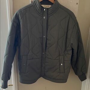 Women Dark Green Quilted Jacket Small